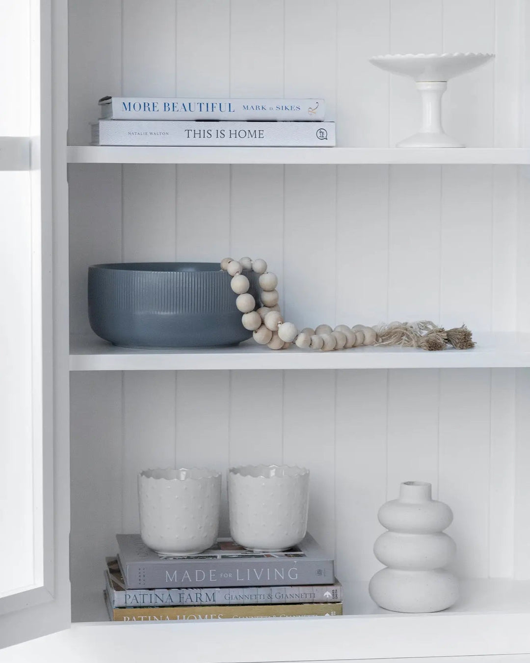 French Window Cabinet - Polar White - Rustic Charm Interiors - Interior detail