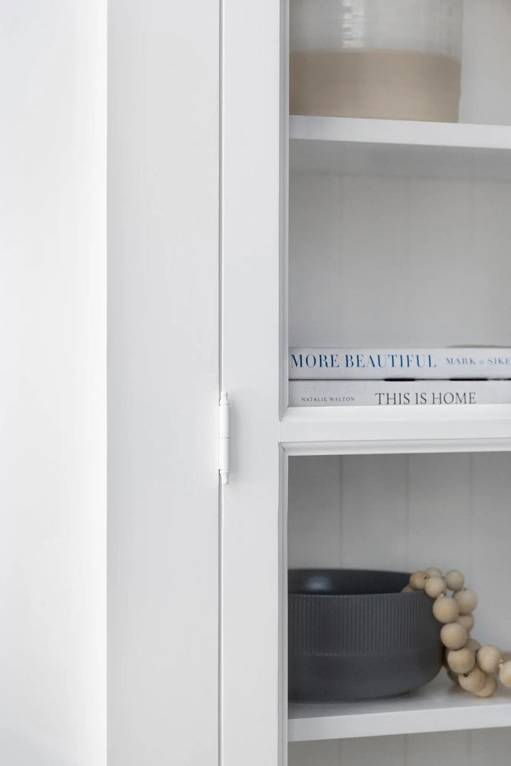 French Window Cabinet - Polar White - Rustic Charm Interiors - Hardware detail