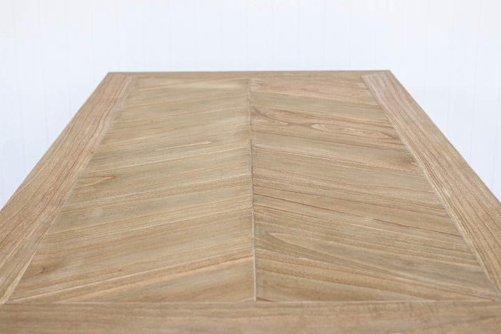 Herringbone close up detail of English Farmhouse Dining Table