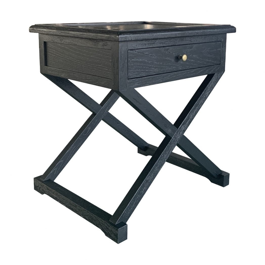 Knox Bedside Table - Black Oak