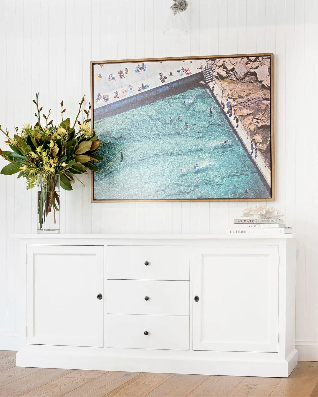New England Buffet - Polar White | Rustic Charm Interiors - Side Profile