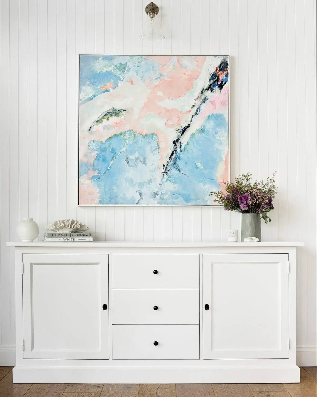 New England Buffet - Polar White | Rustic Charm Interiors - Full Front Profile