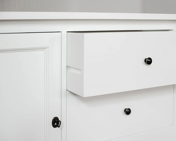 New England Buffet - Polar White | Rustic Charm Interiors - Drawer Pull Hardware