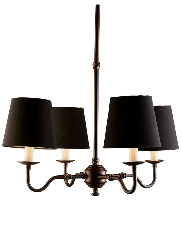 Prescott Chandelier- Bronze & Black Shades Rustic Charm Interiors