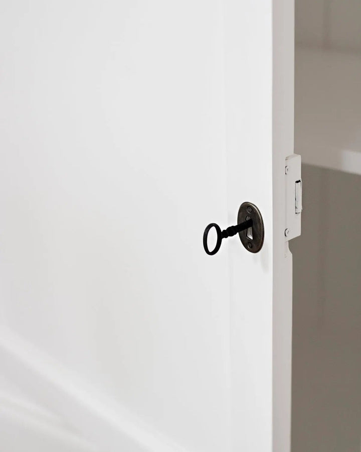 New England Buffet - Polar White | Rustic Charm Interiors - Key Hardware Detail