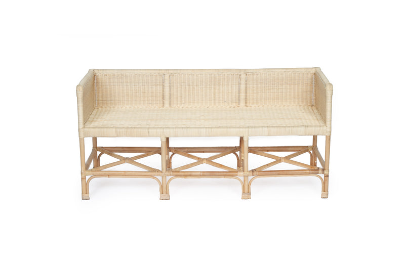 Rattan & cane bench in Natural
