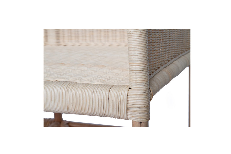 Close up detail of synthetic rattan bench