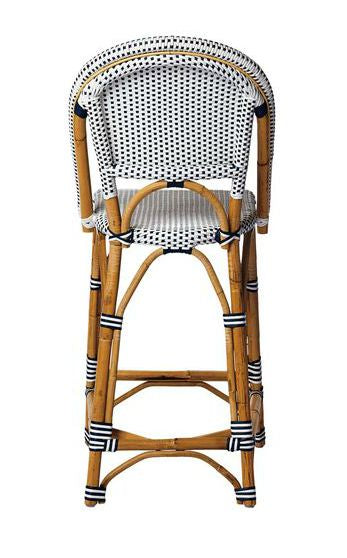 French Bistro Stool - Natural - Polka Dot in Navy - Set of 2