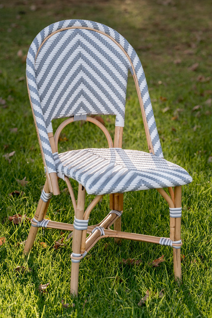 French Bistro Chair - Natural - Chevron in Grey - Set of 2