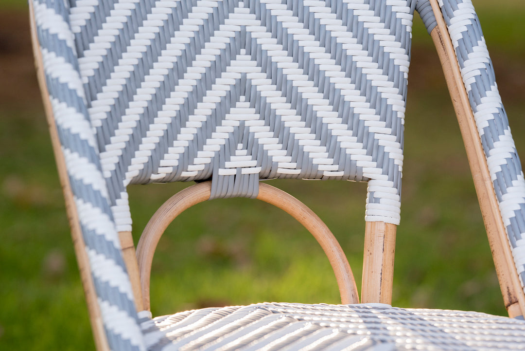 French Bistro Chair - Natural - Chevron in Grey - Set of 2