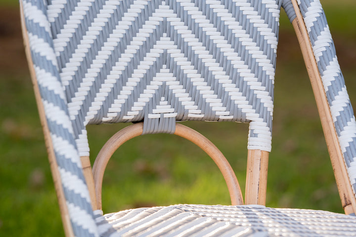 French Bistro Chair - Natural - Chevron in Grey - Set of 2